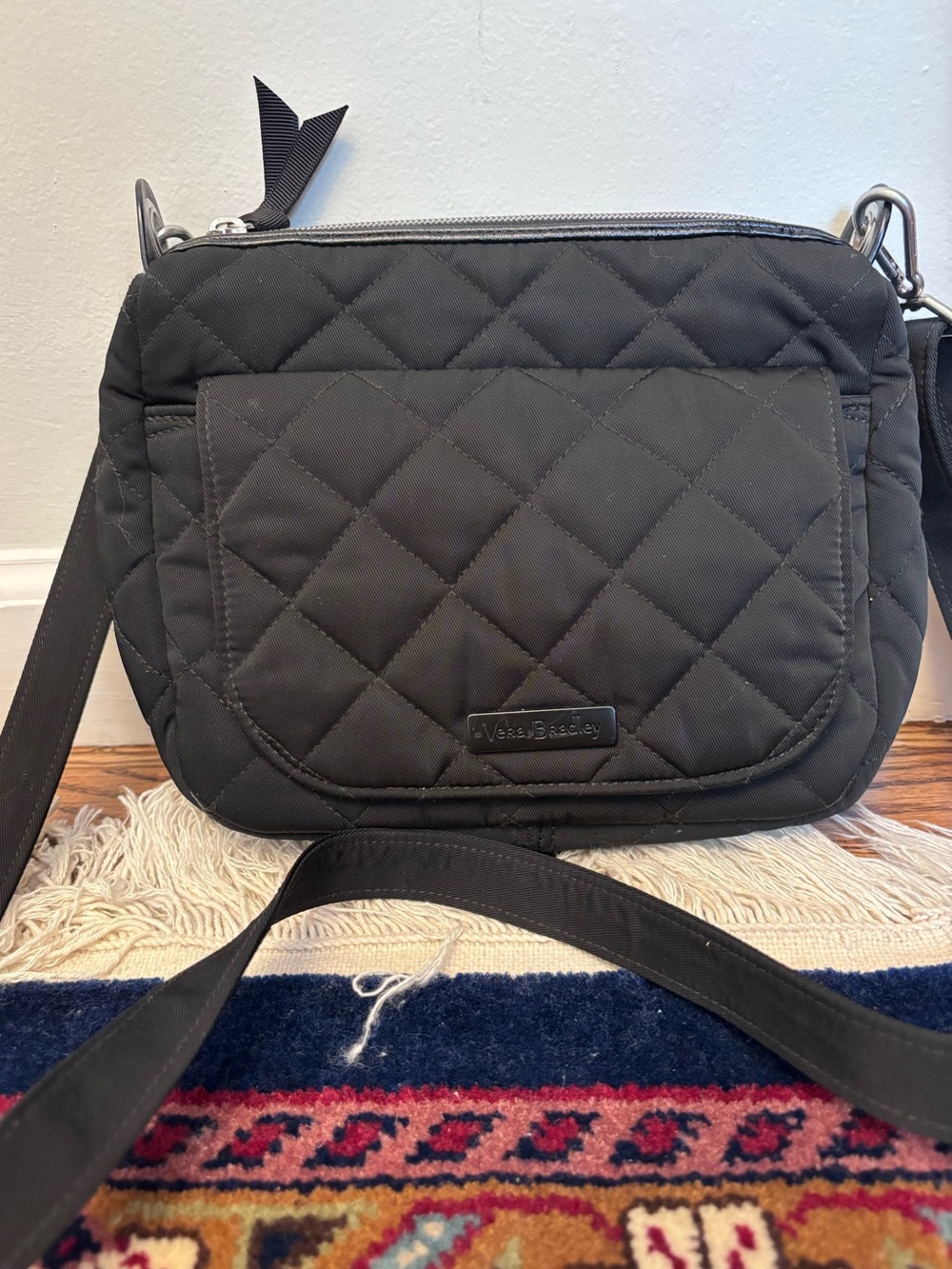 Vera Bradley Black Quilted Crossbody Shoulder Bag